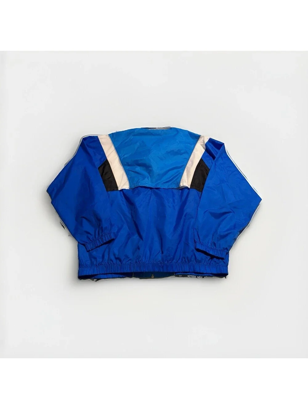 Vintage Nike Jacket Mens Large Blue Black White Hooded Windbreaker Retro 90s